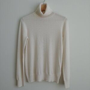 100% cashmere Medium Joe Fresh off white cream turtleneck sweater top